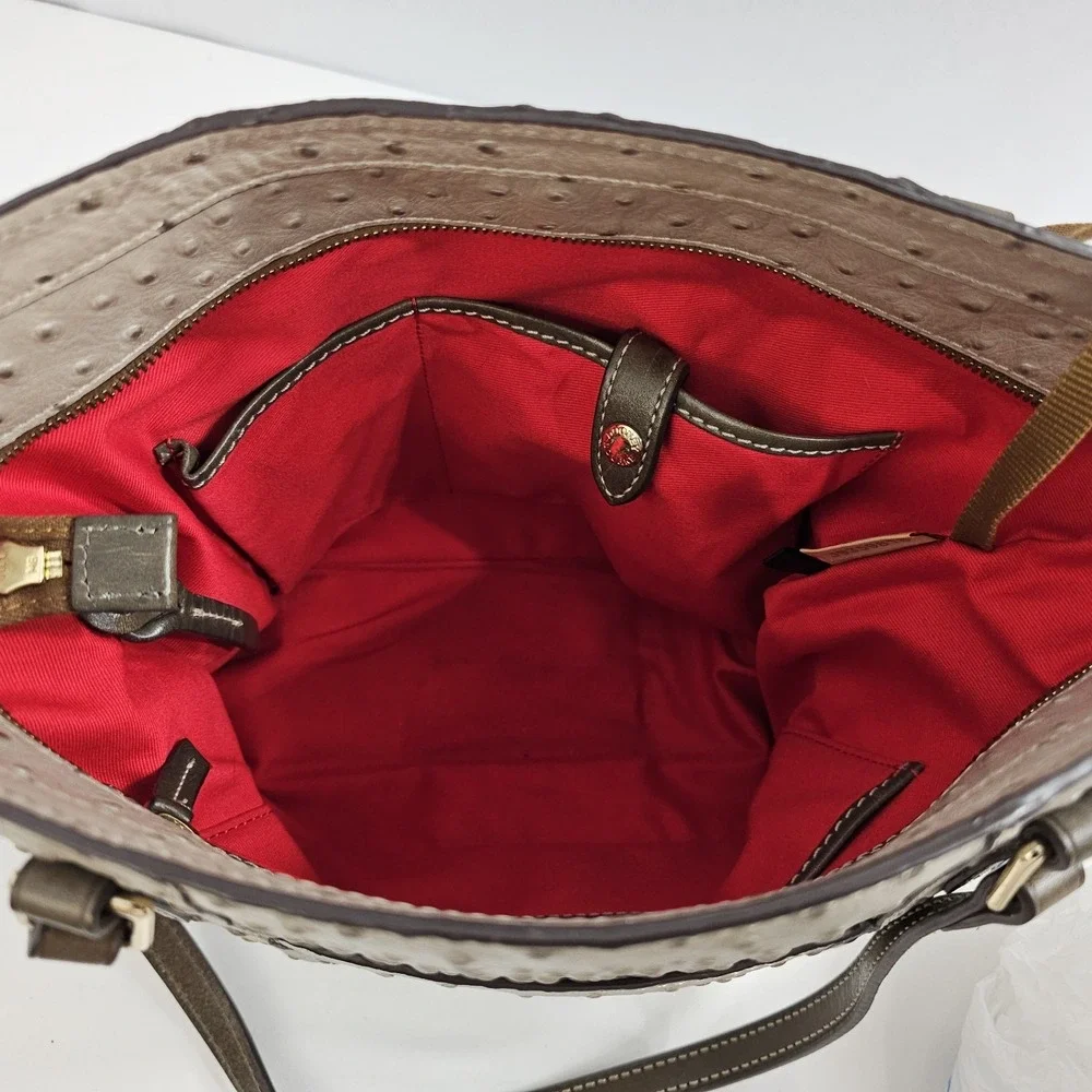 VTG AMAZING COND Dooney Bourke Ostrich Embossed Leather Tote Purse‎ EUC